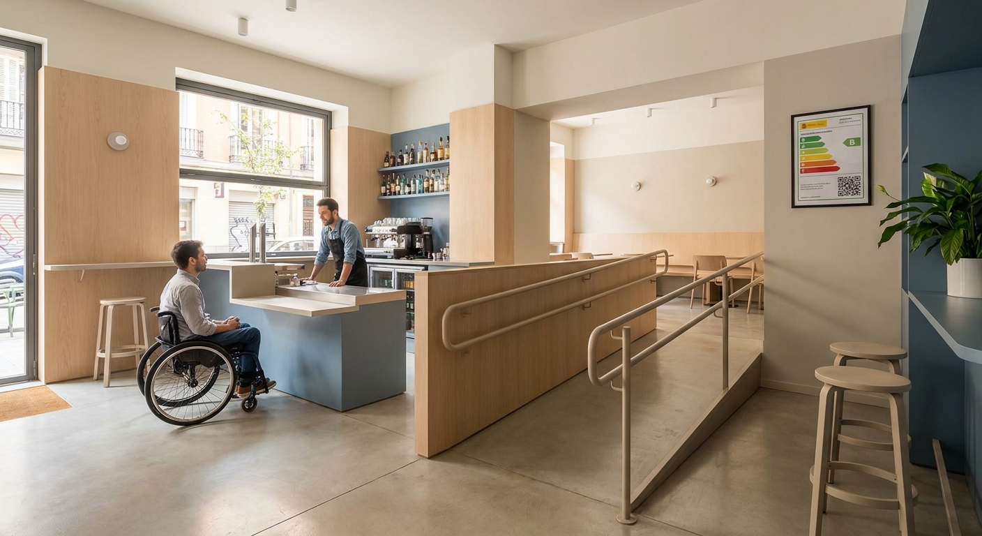 Madrid bar interior with modern accessible layout