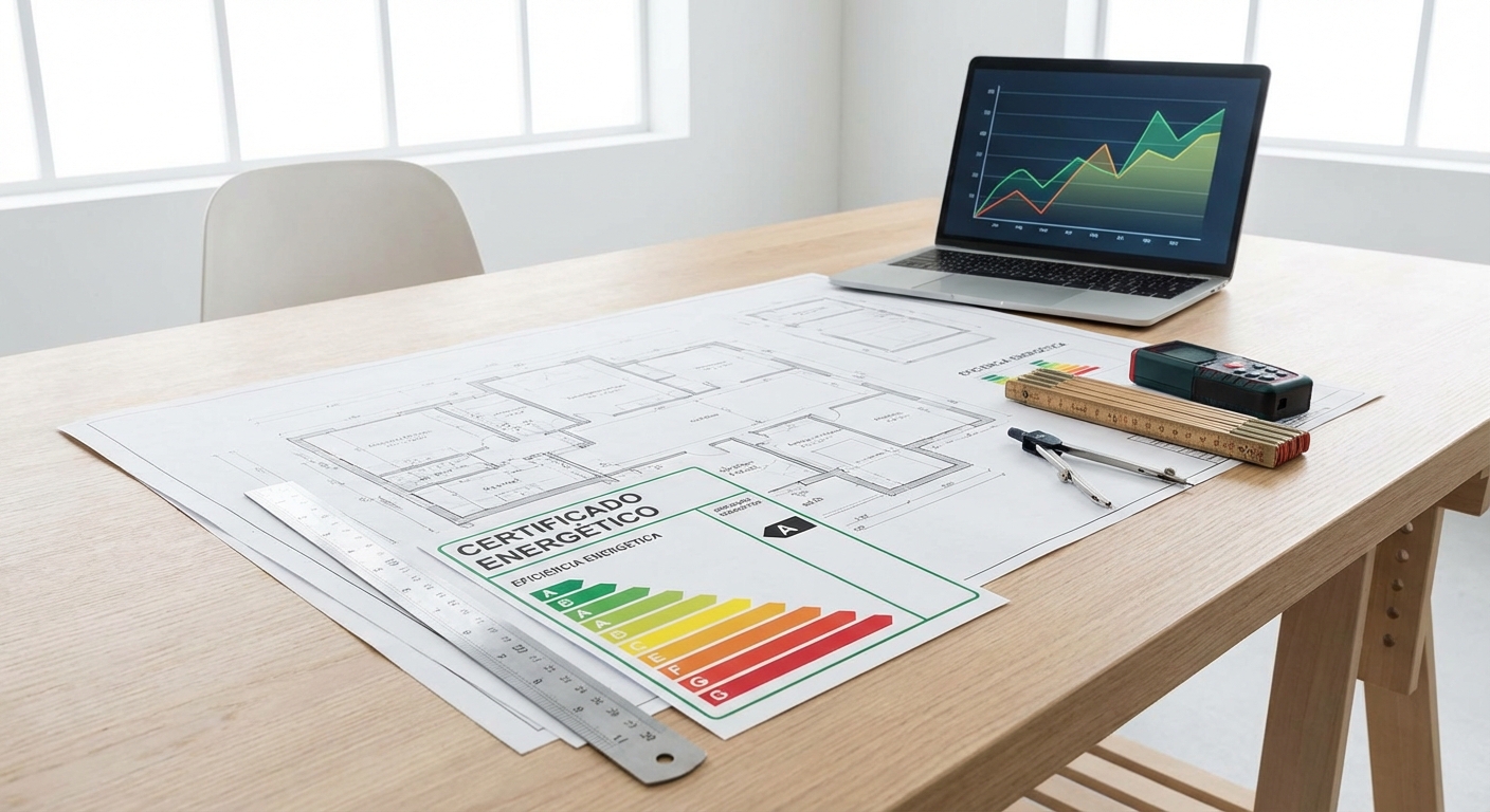 architect blueprints on table with measuring tools