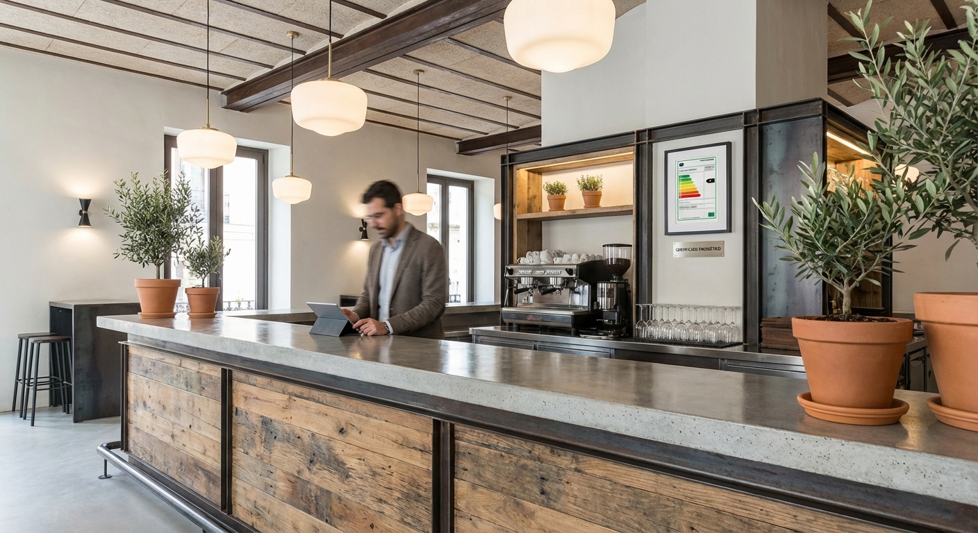 Madrid bar interior with modern design and bar counter