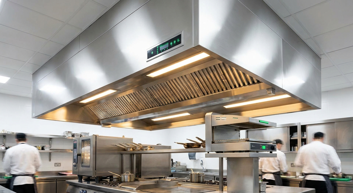 Commercial kitchen stainless steel extractor hood