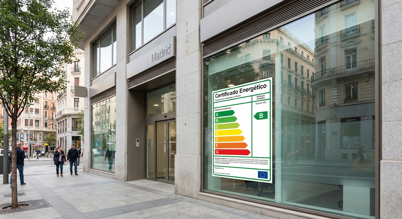 Madrid building facade modern commercial ground floor