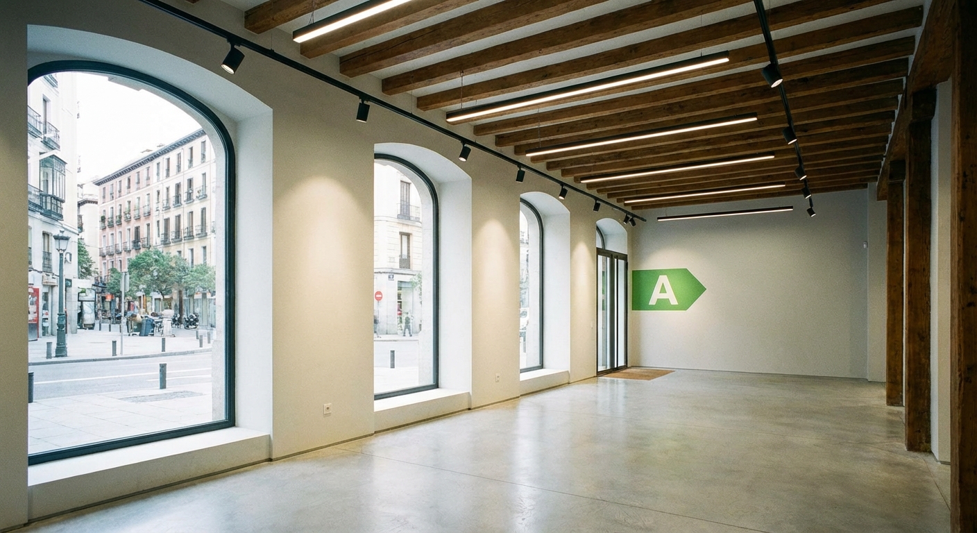 Commercial retail store interior in Madrid with modern lighting