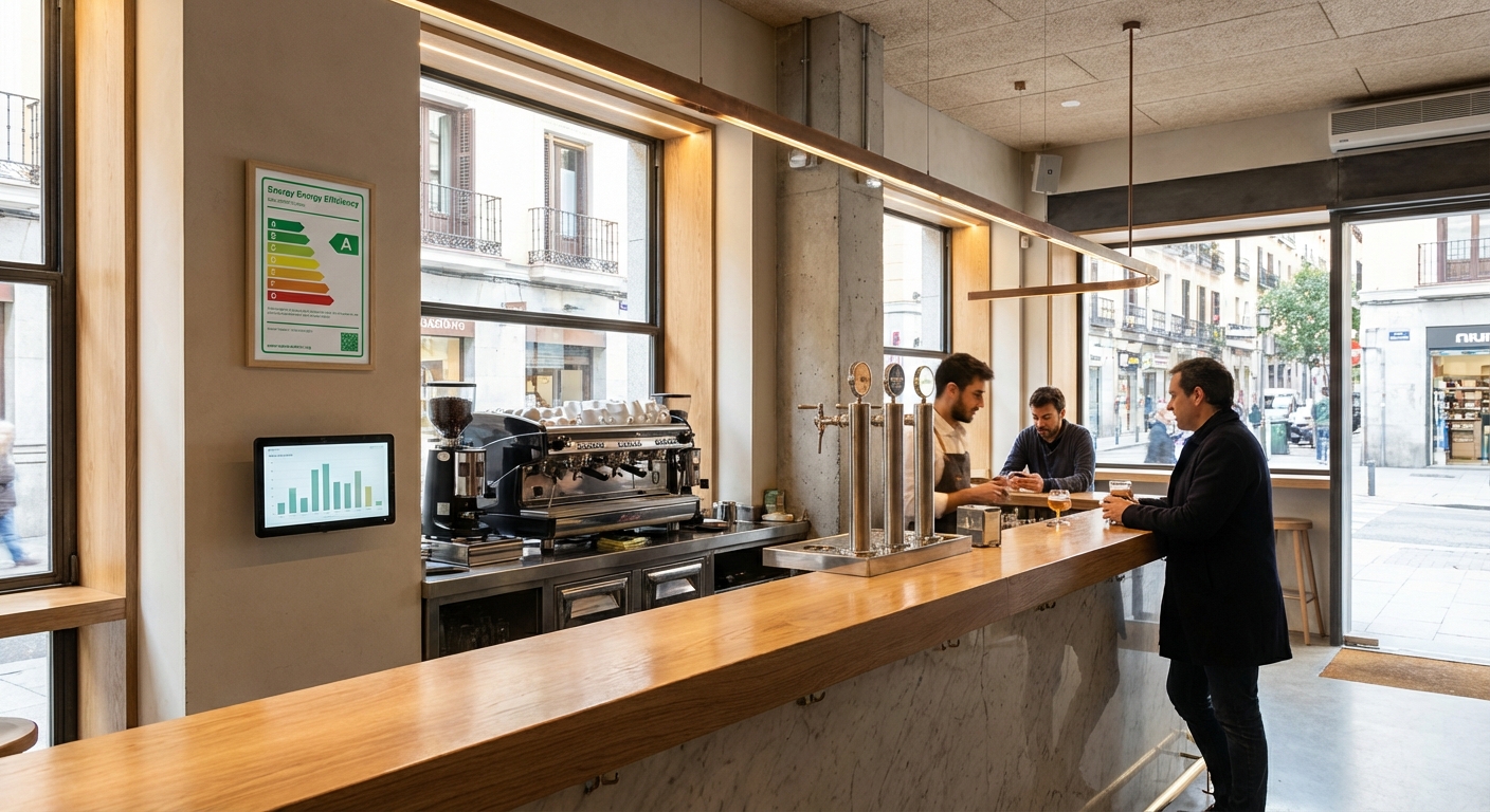 Madrid bar interior with bar counter