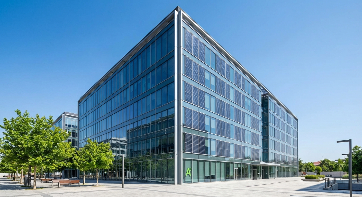 Madrid city hall modern office building facade clear sky