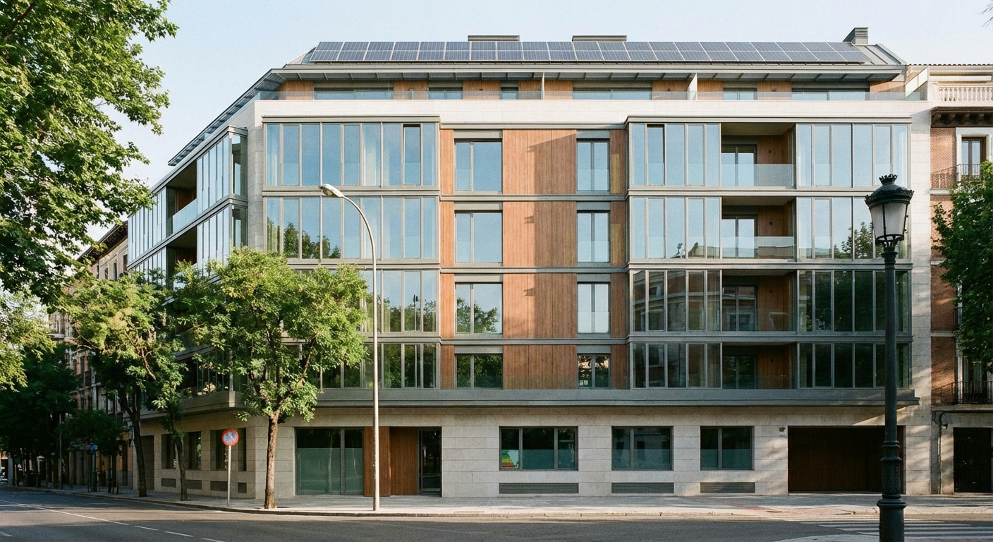 Madrid building facade modern apartment