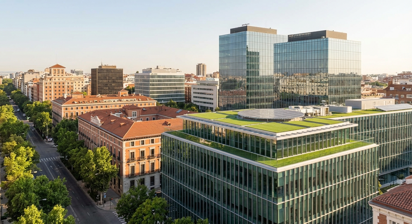 Madrid urban landscape showing diverse architecture
