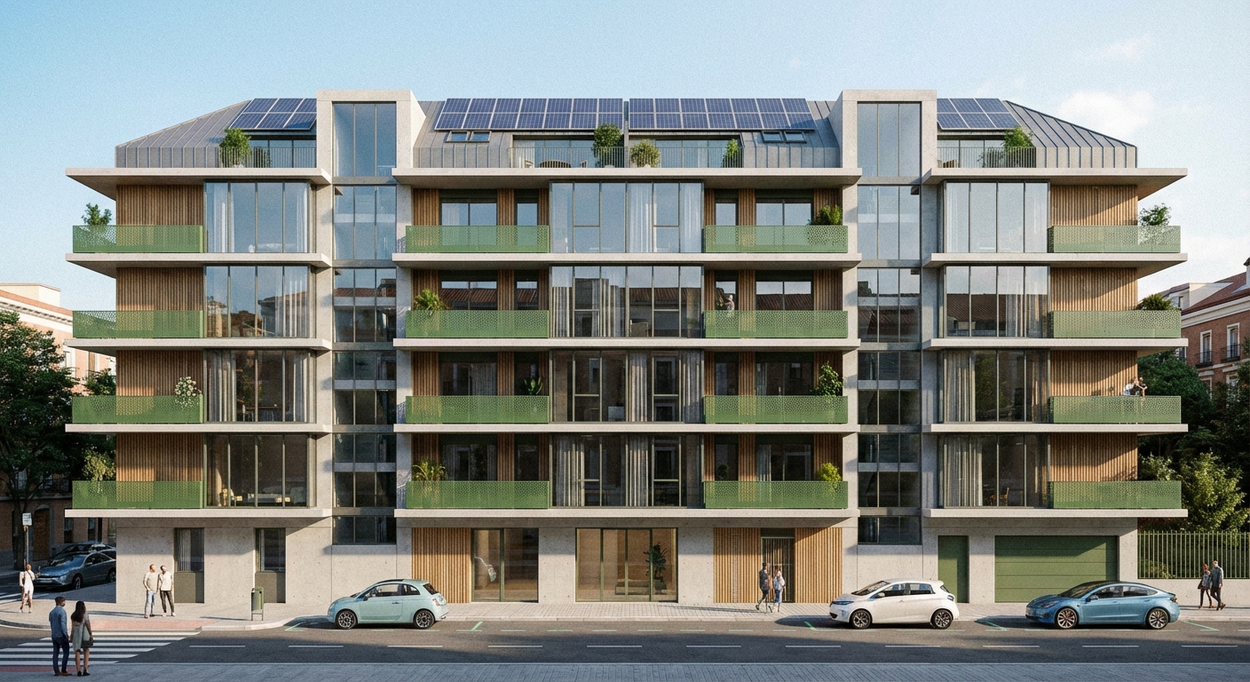 Madrid building facade modern apartment