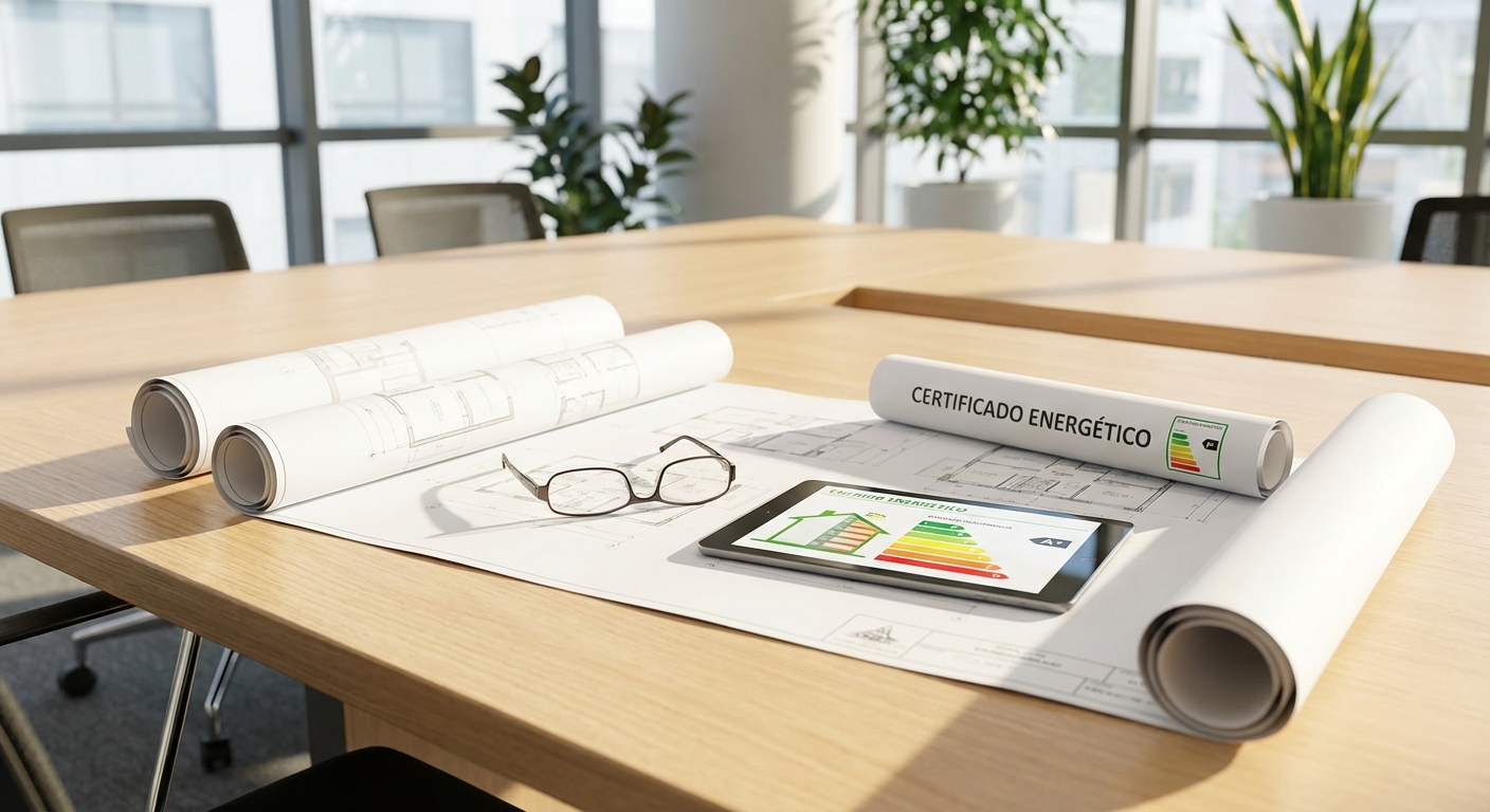 architect blueprints on table