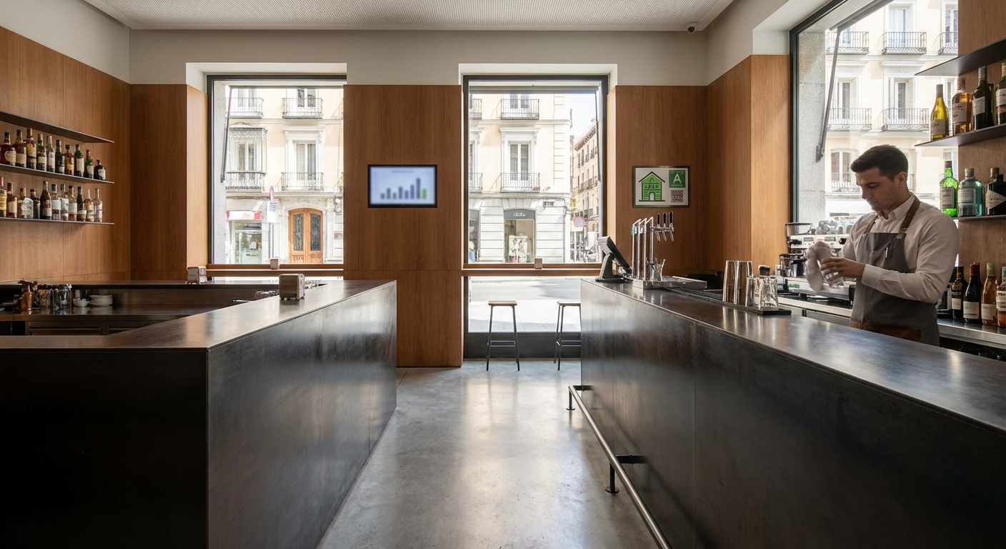 Madrid bar interior with bar counter